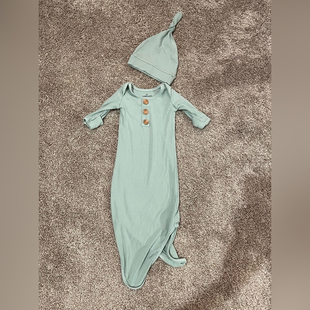 Caden Lane knotted gown set in sage green